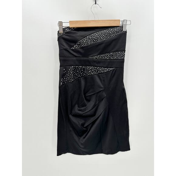 Trixxi Dress Size 3 Black Strapless Mini Dress HOCO Y2K Bling Whimsigoth Fairy - Picture 1 of 9